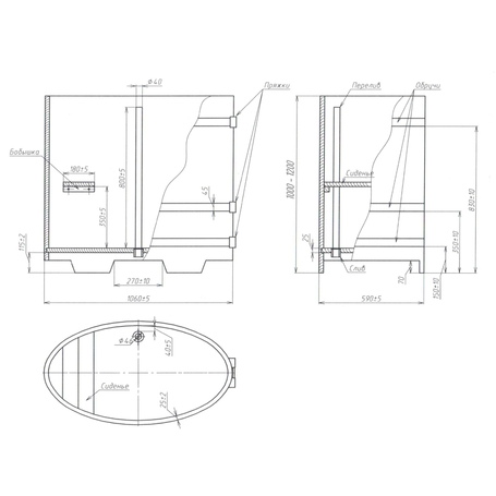 BentWood овальная из дуба (0,59х1,06 м.), h=1,1 м. Натуральная Премиум купель фото  фото - 6
